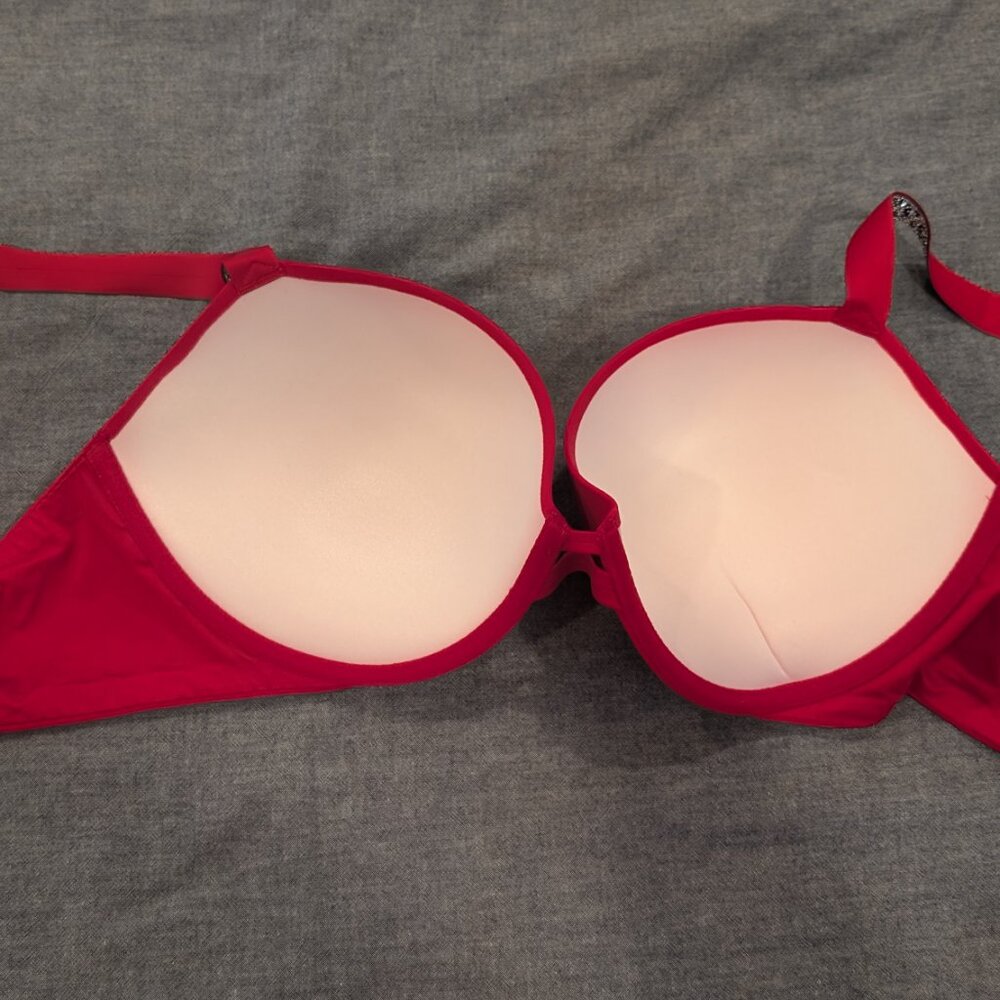 Victoria’s Secret Sexy Rhinestone Shine Strap Push Up Bra Smooth Red 36DD - Picture 3 of 4